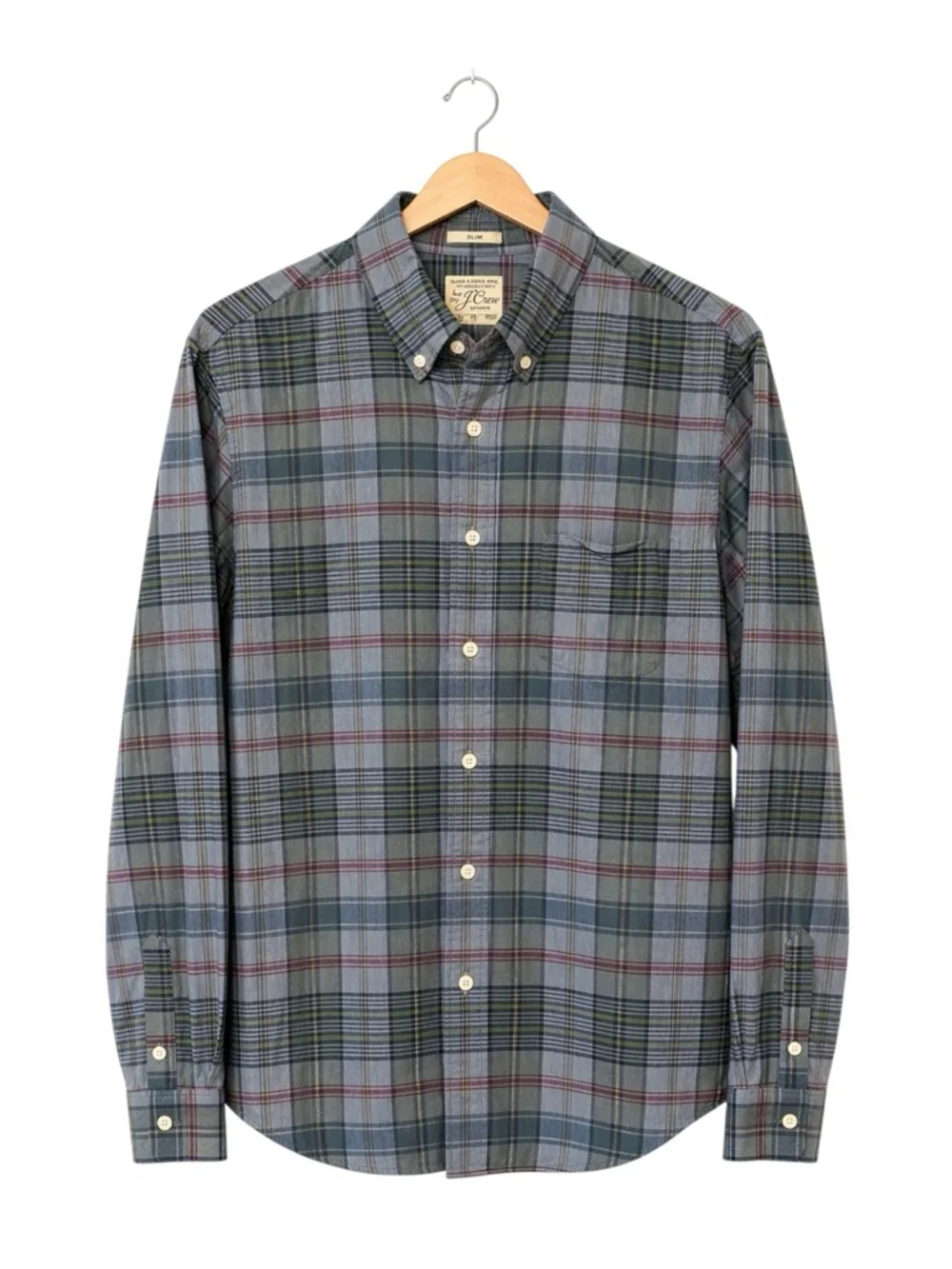 J Crew Mens Secret Washing Shirting Plaid Button Down Shirt Small Organic Cotton